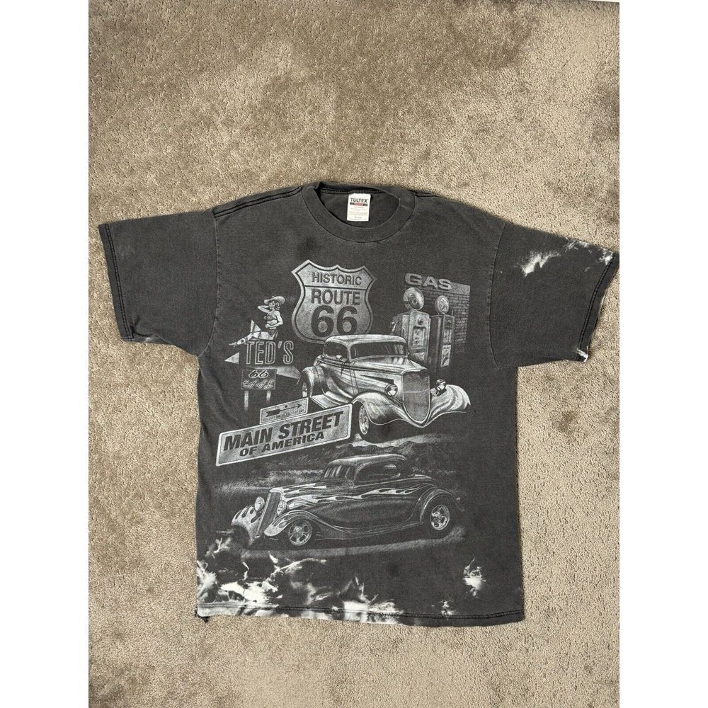 Vintage 90s Route 66 Race T‎ Shirt Single Stitch Regular Size XL Black Size XL